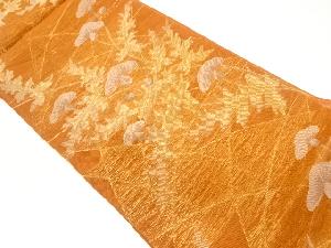 紗 草花模様織出し袋帯